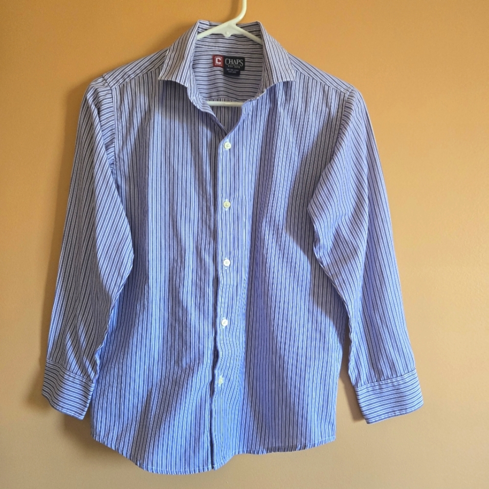Chaps Purple Striped Button-Down Top PTP=16.5"
